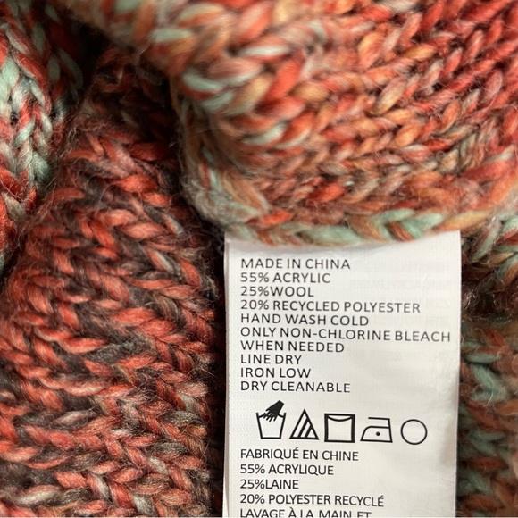 Prana Women's Wool Blend V-Neck Sweater Orange Multi Size Medium - Picture 7 of 10